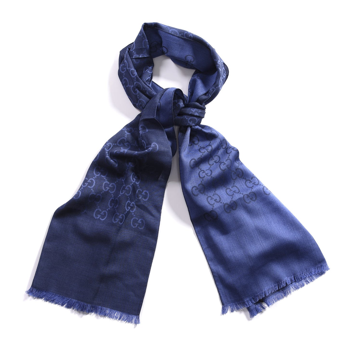 Wool Silk GG Monogram GGNat Scarf Blue