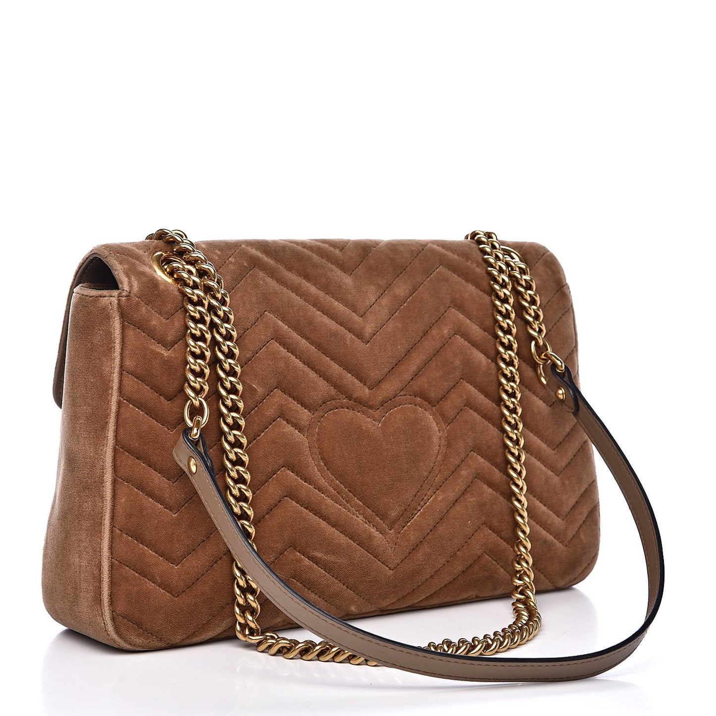 Velvet Matelasse Medium GG Marmont Shoulder Bag Taupe