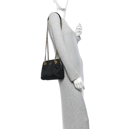 Prada Tessuto Nylon Acciaio Chain Shoulder Bag Black 2 of 12