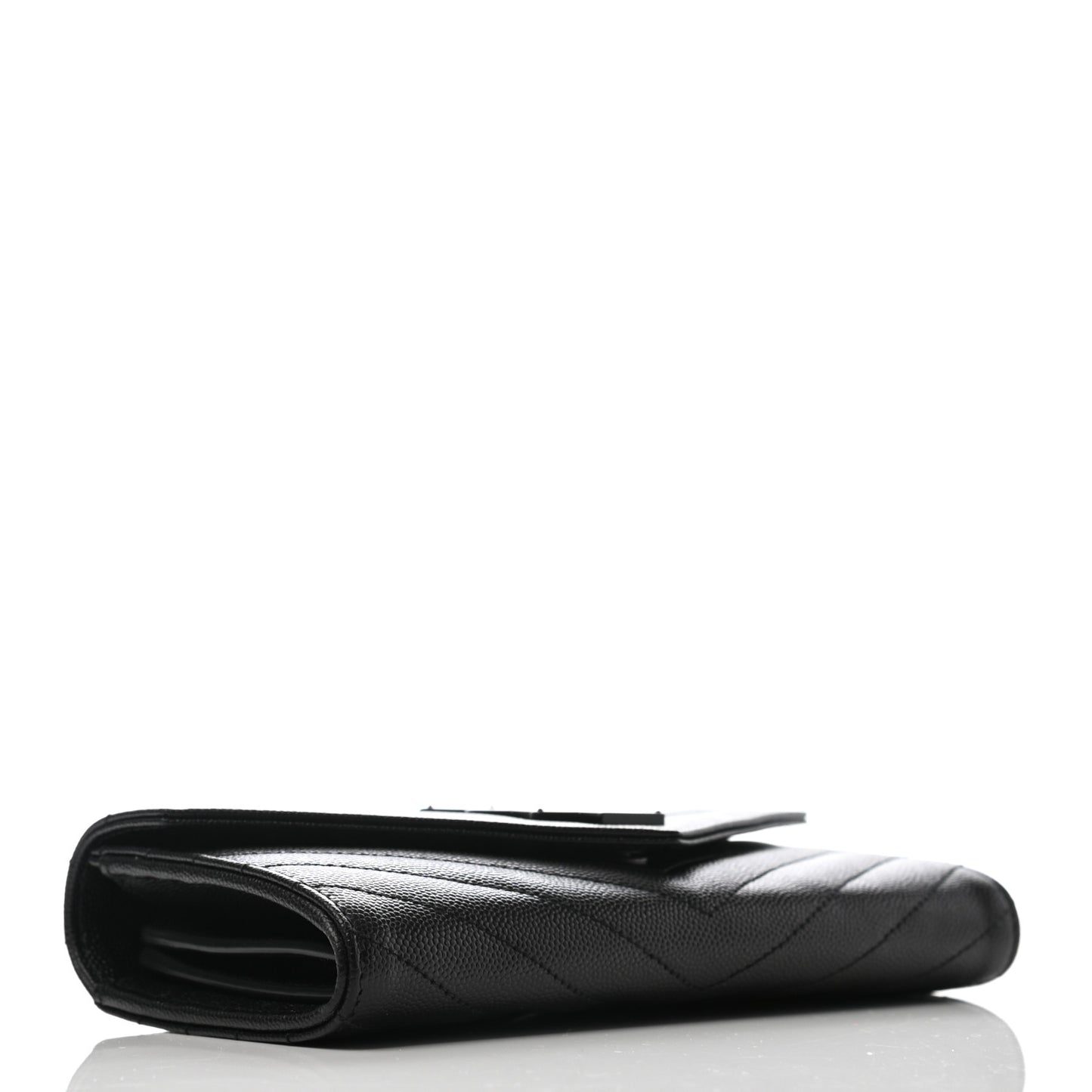 Grain De Poudre Matelasse Chevron Monogram Large Flap Wallet Black