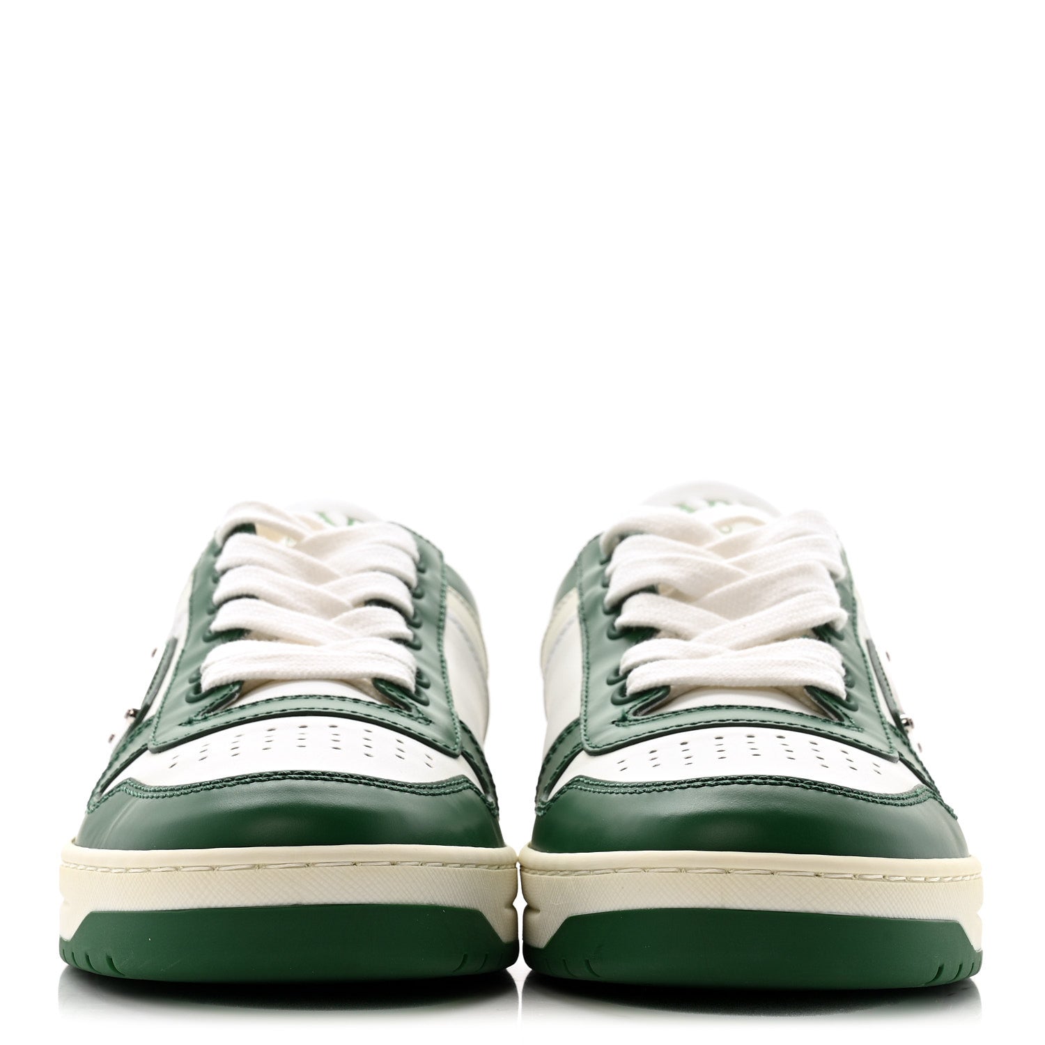 Prada Vitello Sport Spazzolato Rois Triangle Logo Womens Downtown Low Top 30mm Sneakers 38 White Green 3 of 11