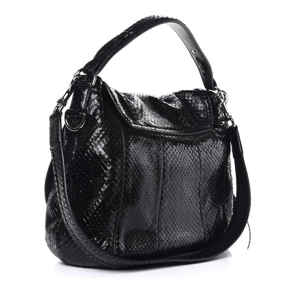 Gucci Python Large Techno Horsebit Shoulder Flap Bag Black 3 of 7