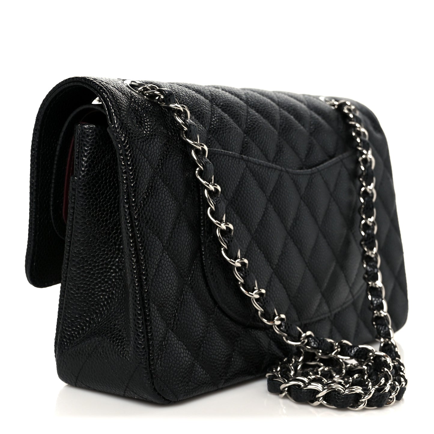 Caviar Quilted Medium Double Flap Black