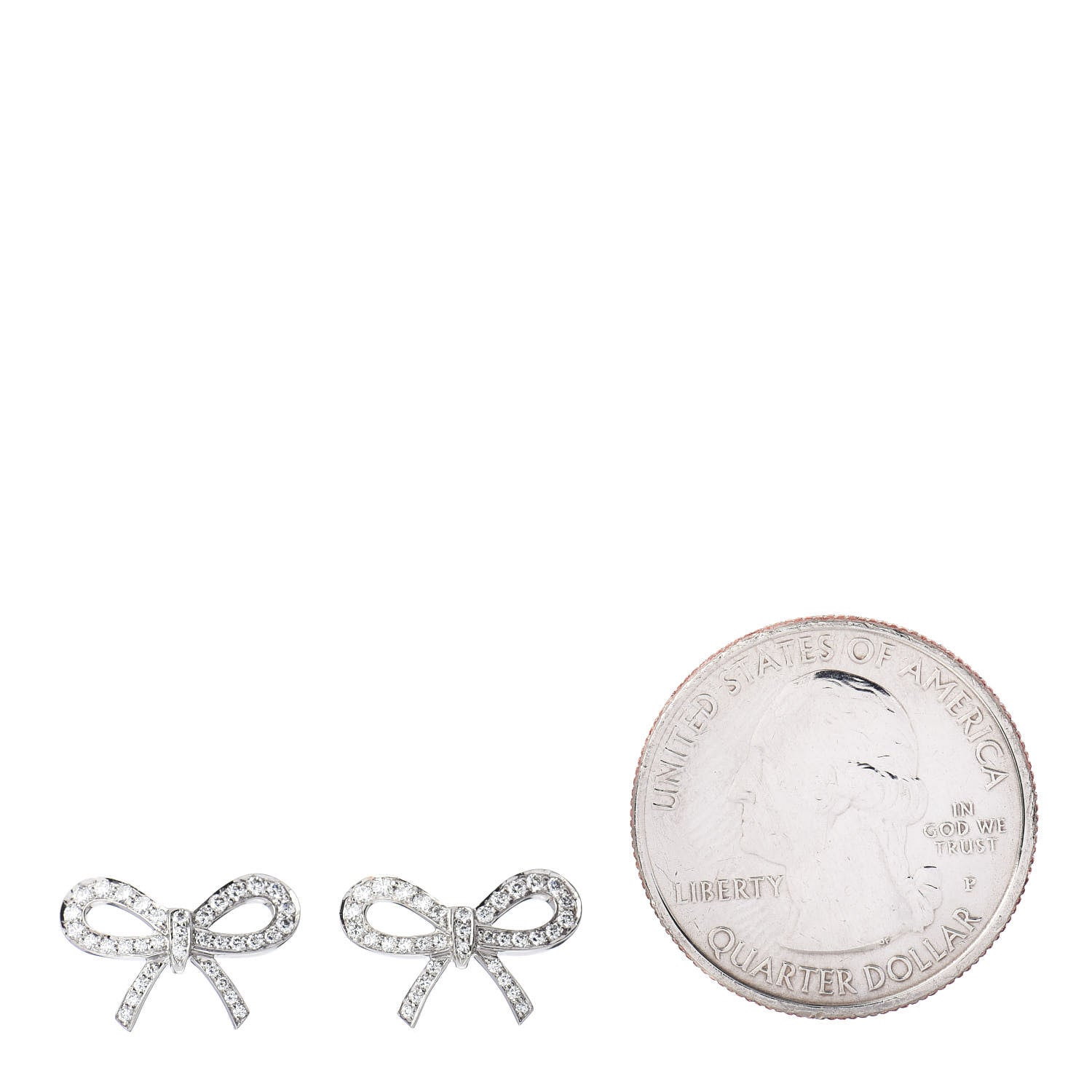 Tiffany Platinum Diamond Bow Earrings 2 of 3