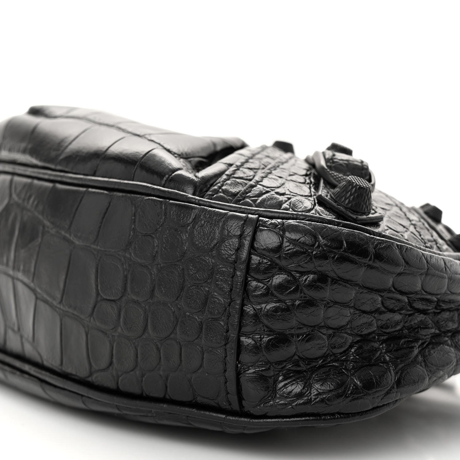 Balenciaga Extra Supple Calfskin Crocodile Embossed Monochrome Le Cagole Shoulder Bag XS Black 10 of 10