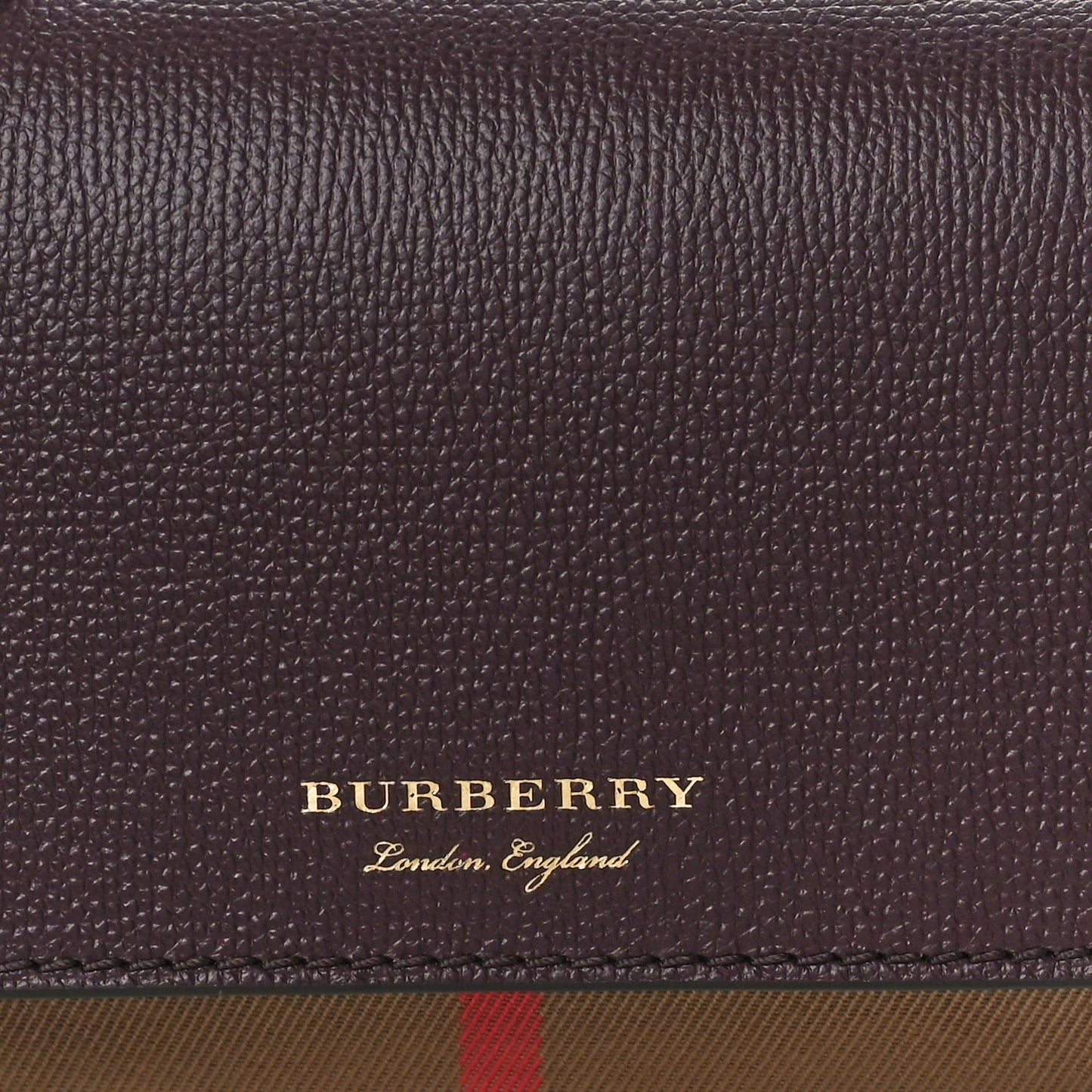 Grained Calfskin House Check Tartan Mix Hampshire Wallet On Chain Burgundy