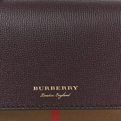 Burberry Grained Calfskin House Check Tartan Mix Hampshire Wallet On Chain Burgundy 7 of 9