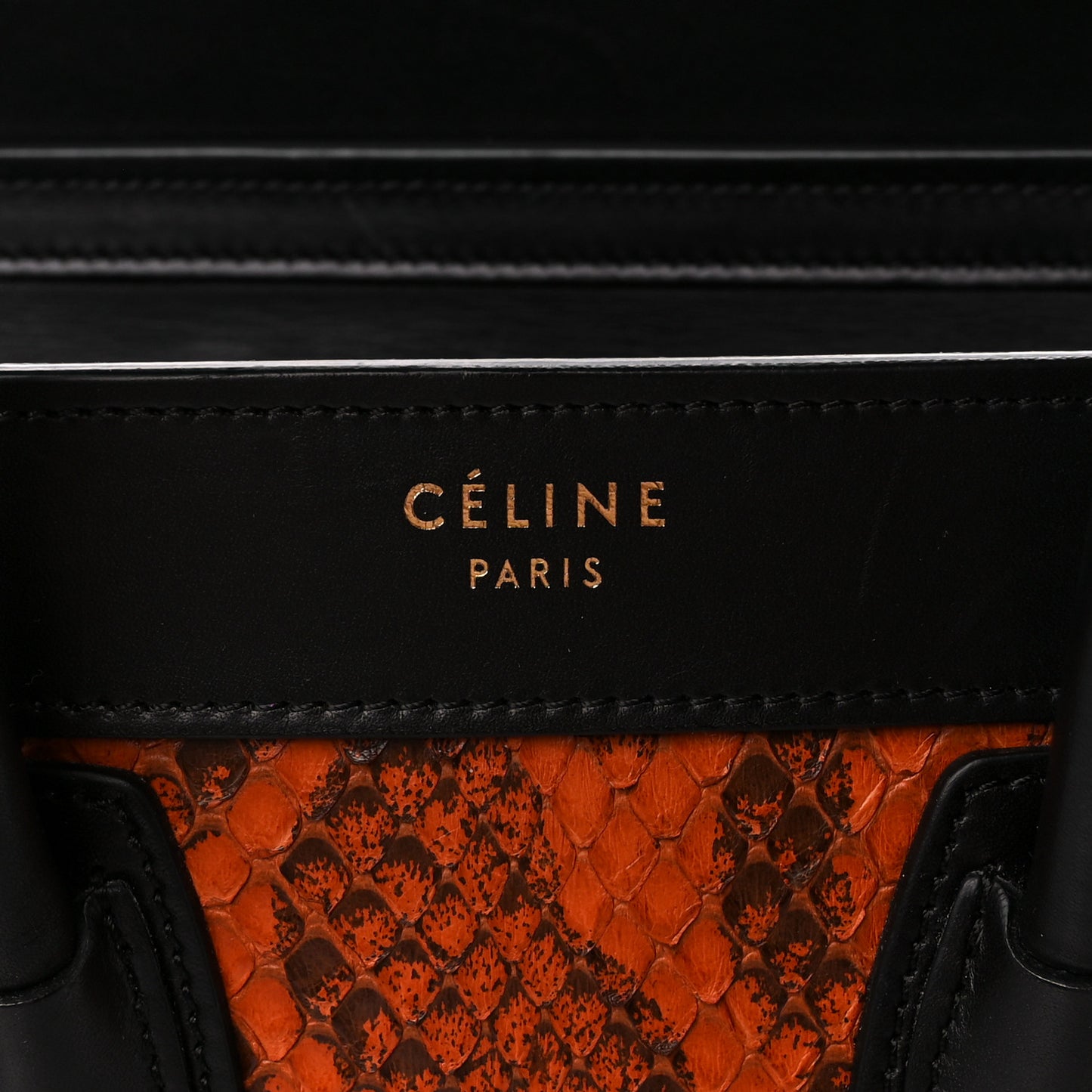 Snakeskin Calfskin Nano Tri-Color Luggage Black Multicolor