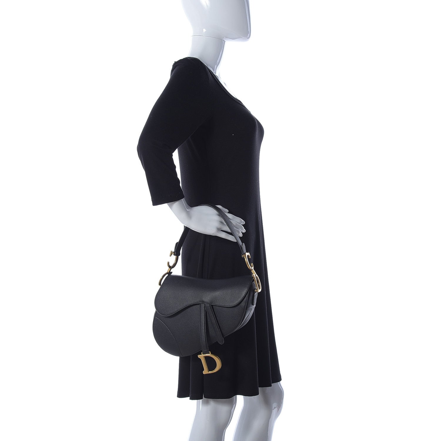 Christian Dior Grained Calfskin Saddle Bag Black 2 of 12