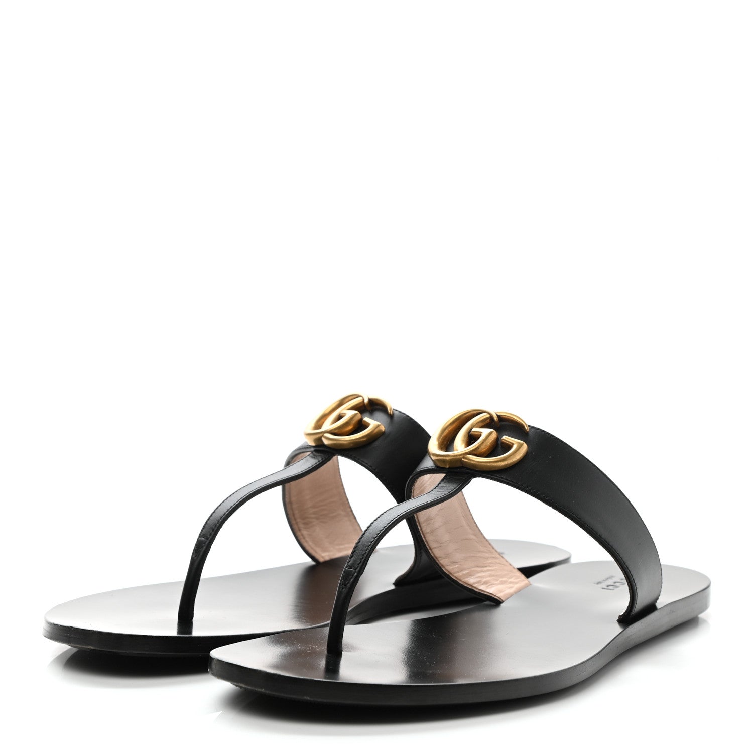 Gucci Calfskin GG Marmont Thong Sandals 40 Black 3 of 8