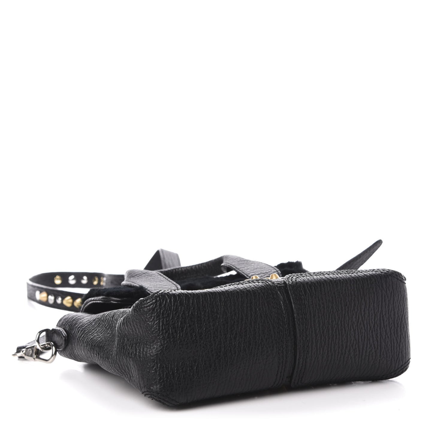 3.1 Textured Calfskin Shearling Studded Mini Pashli Satchel Black