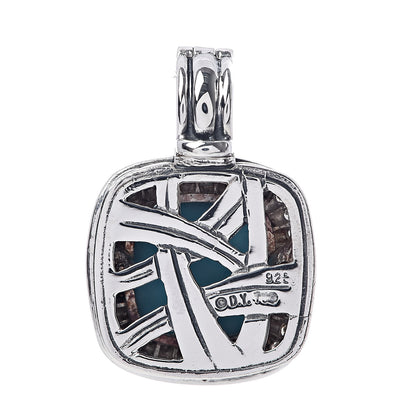 David Yurman Sterling Silver Diamond Turquoise 11mm Albion Enhancer Pendant 3 of 3
