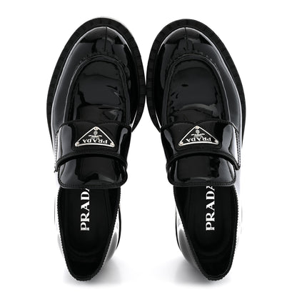 Prada Vernice Triangle 50mm Loafers 37 Black 2 of 12