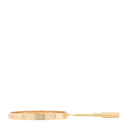 Cartier 18K Yellow Gold 4 Diamond LOVE Bracelet 17 5 of 6