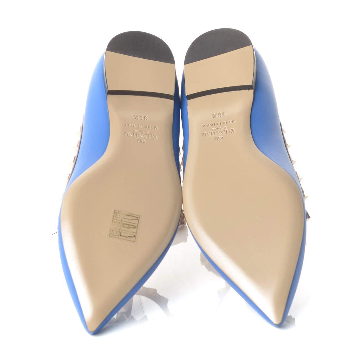 Nappa Rockstud Cage Ballerina Flats 36.5 Light Sapphire Poudre