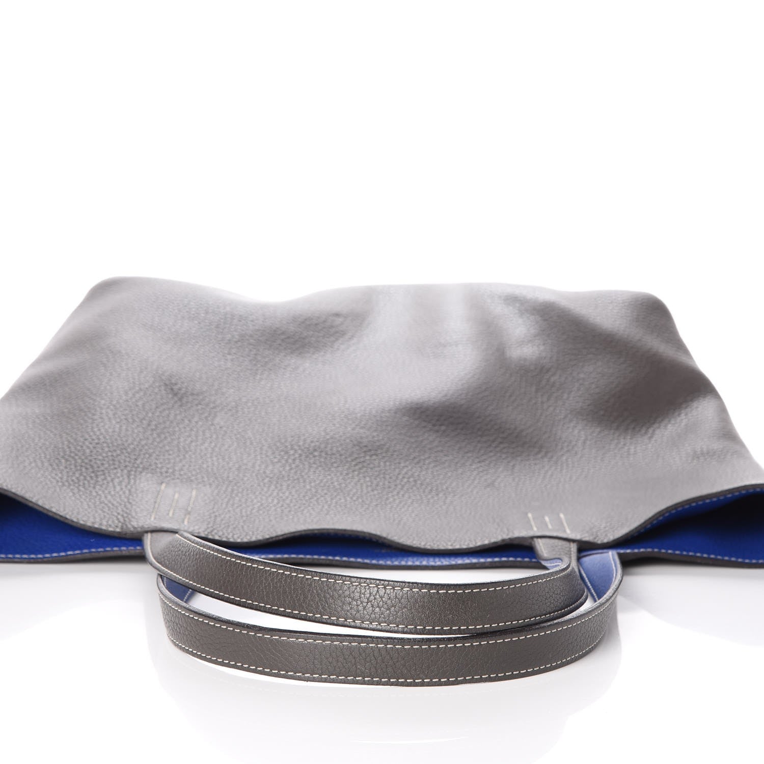 Hermes Taurillon Clemence Double Sens 36 Reversible Tote Graphite Bleu Electrique 26 of 26