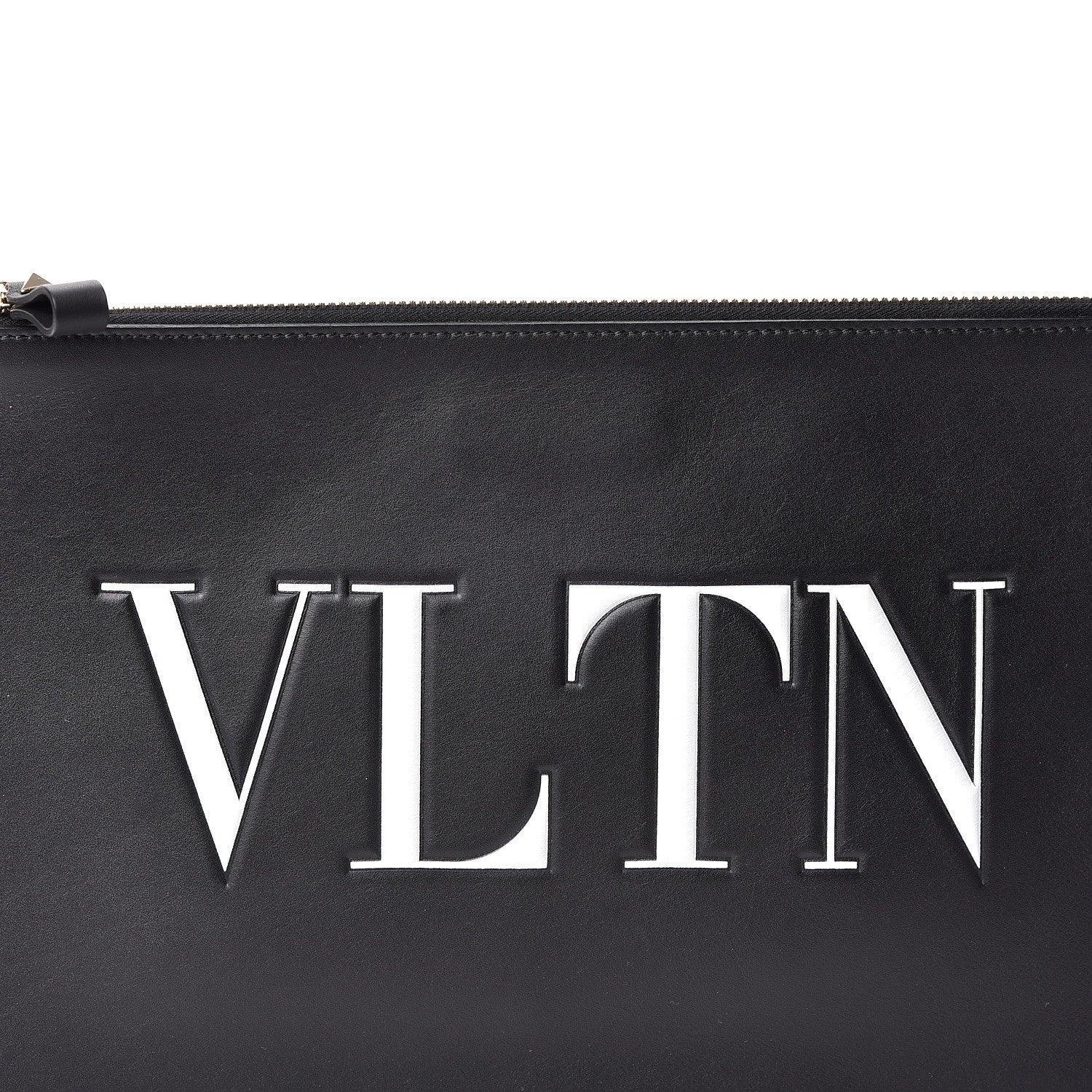 Valentino Garavani Calfskin VLTN Large Flat Zip Pouch Black 6 of 8