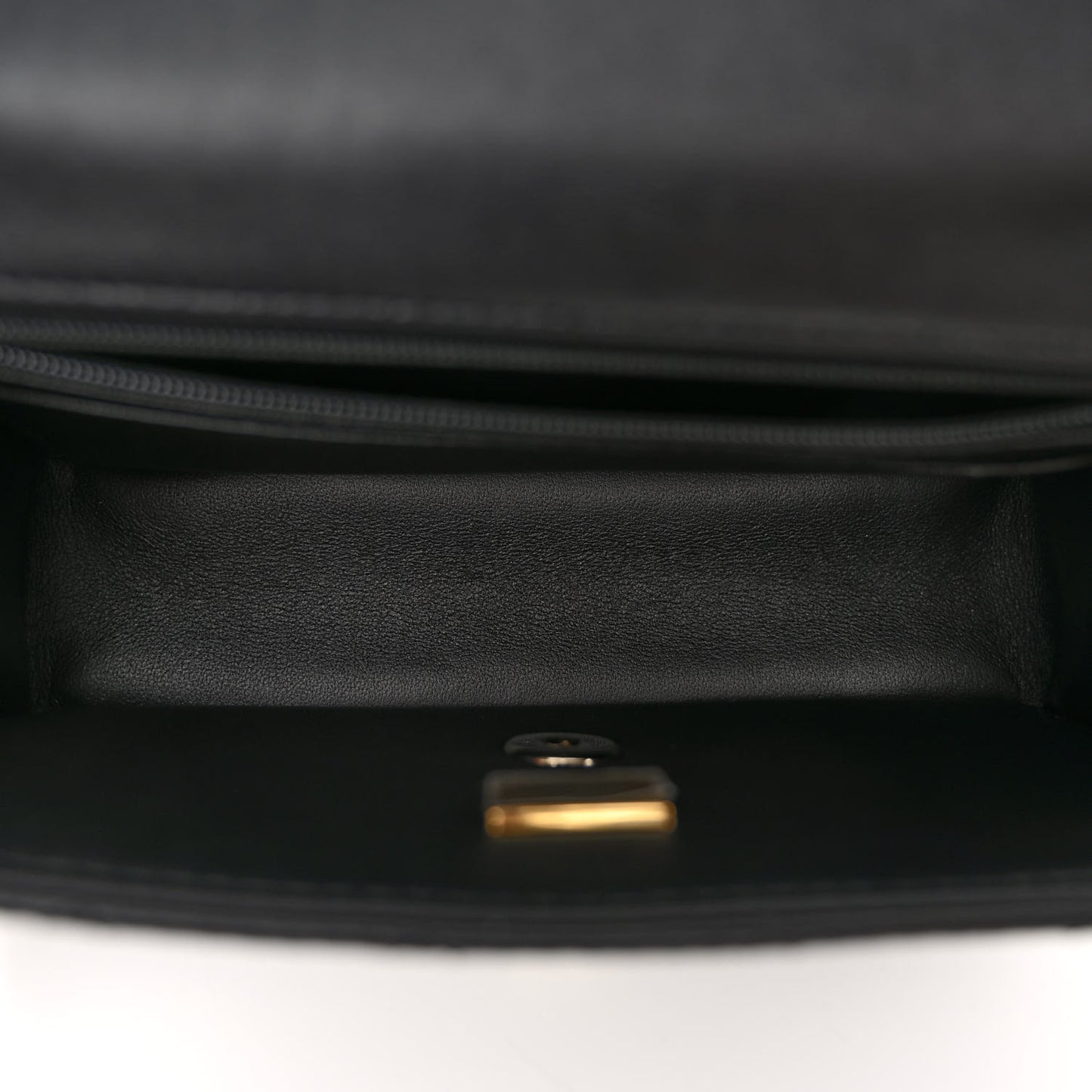 Lambskin Pearl Crystal Quilted Mini CC Lion Charm Top Handle Rectangular Flap Black