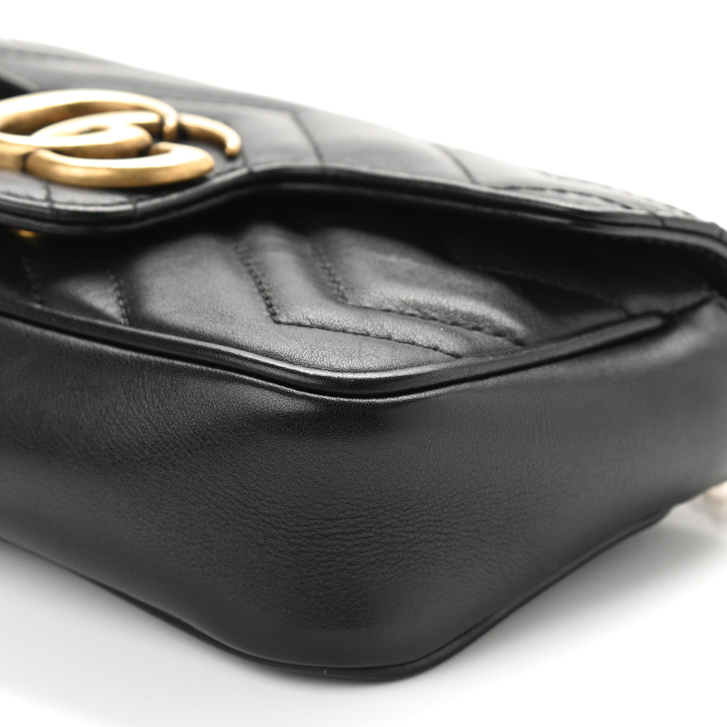 Gucci Calfskin Matelasse Super Mini GG Marmont Shoulder Bag Black 9 of 9