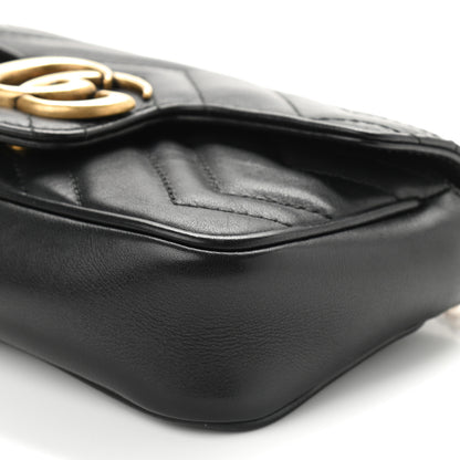 Gucci Calfskin Matelasse Super Mini GG Marmont Shoulder Bag Black 9 of 9