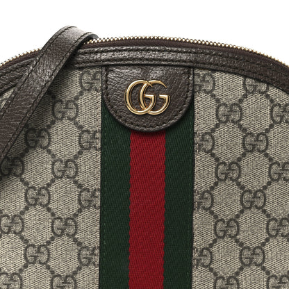 Gucci GG Supreme Monogram Textured Dollar Calfskin Web Small Ophidia Dome Shoulder Bag Beige Ebony New Acero 9 of 13