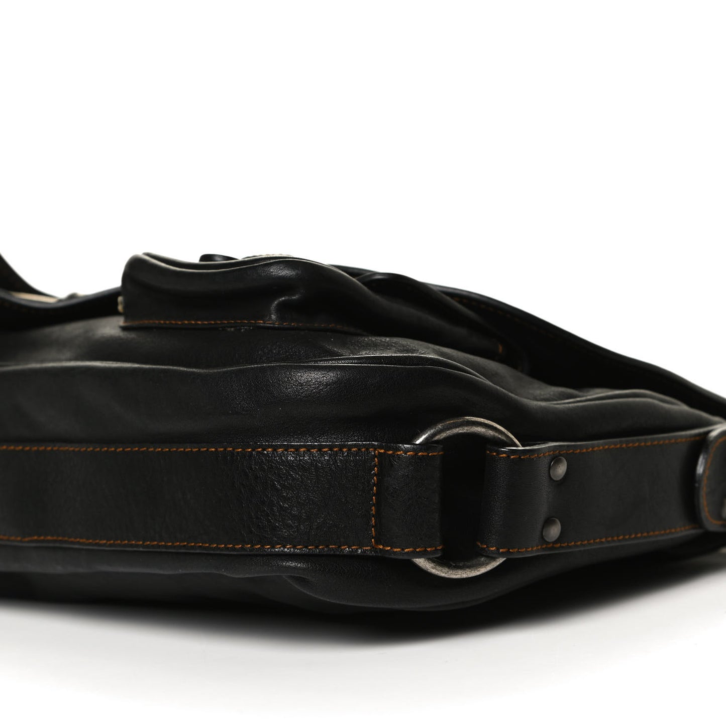Calfskin Medium Gaucho Double Saddle Bag Black