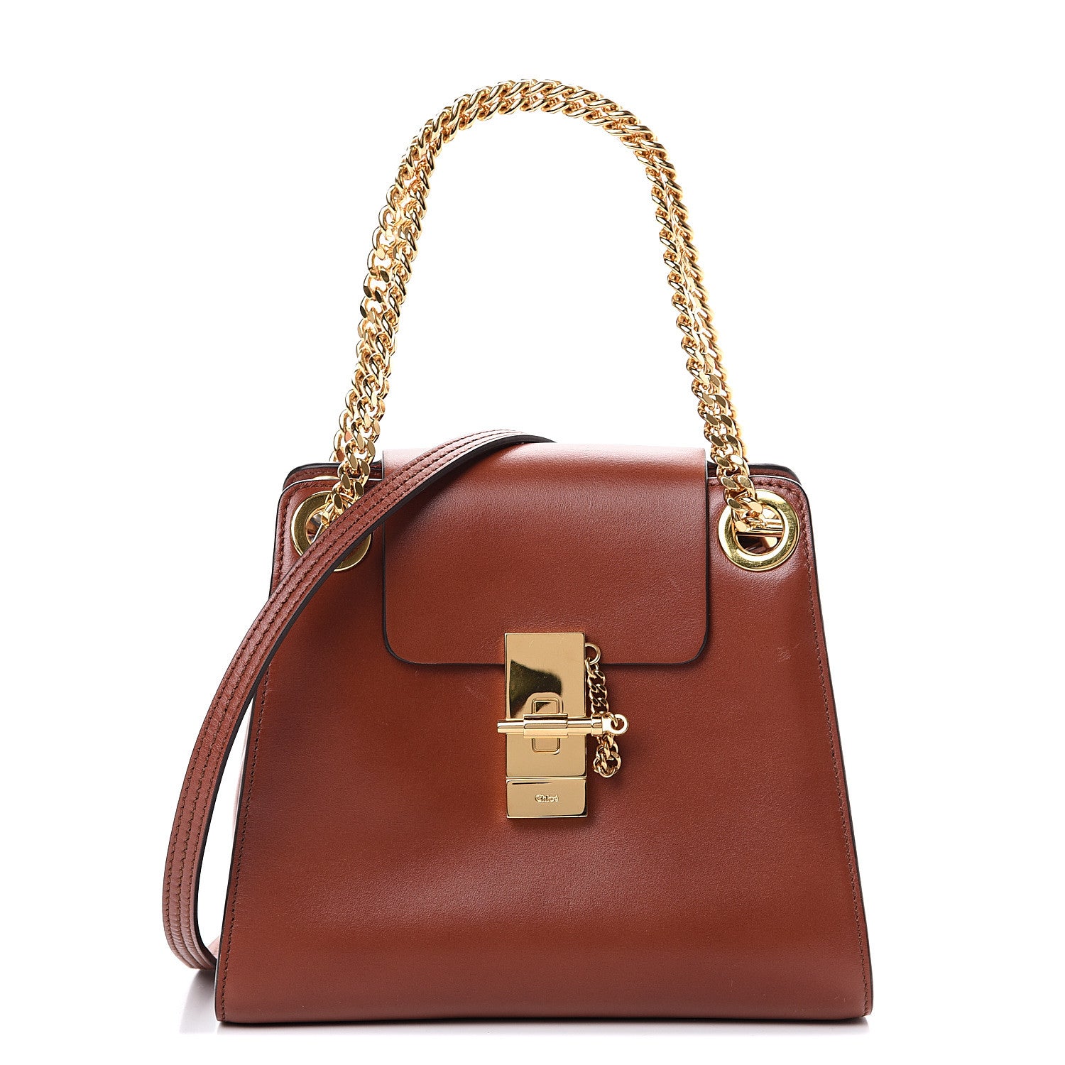 Chloe Shiny Calfskin Mini Annie Shoulder Bag Sepia Brown 1 of 9