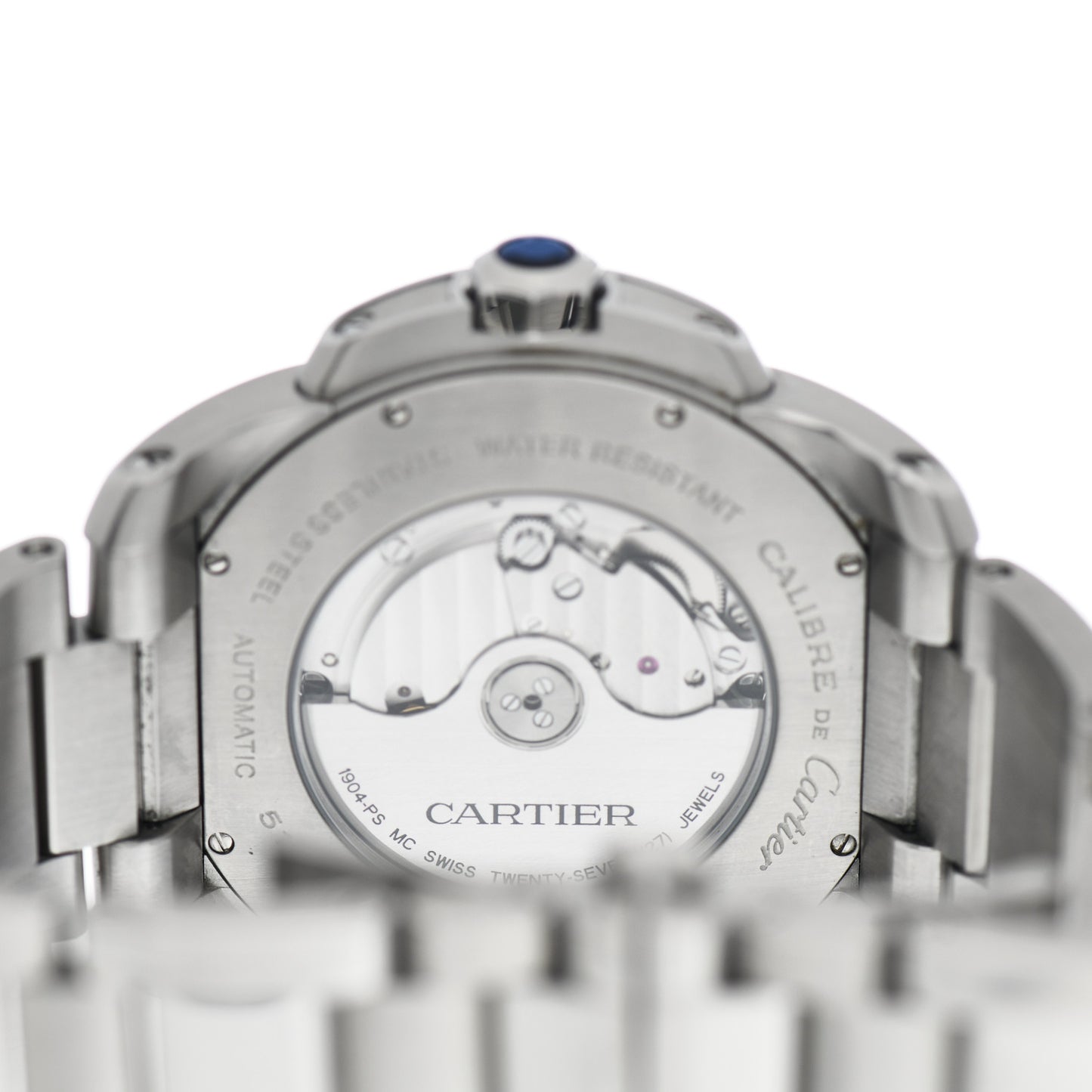 Stainless Steel 42mm Calibre de Cartier Automatic Watch Black