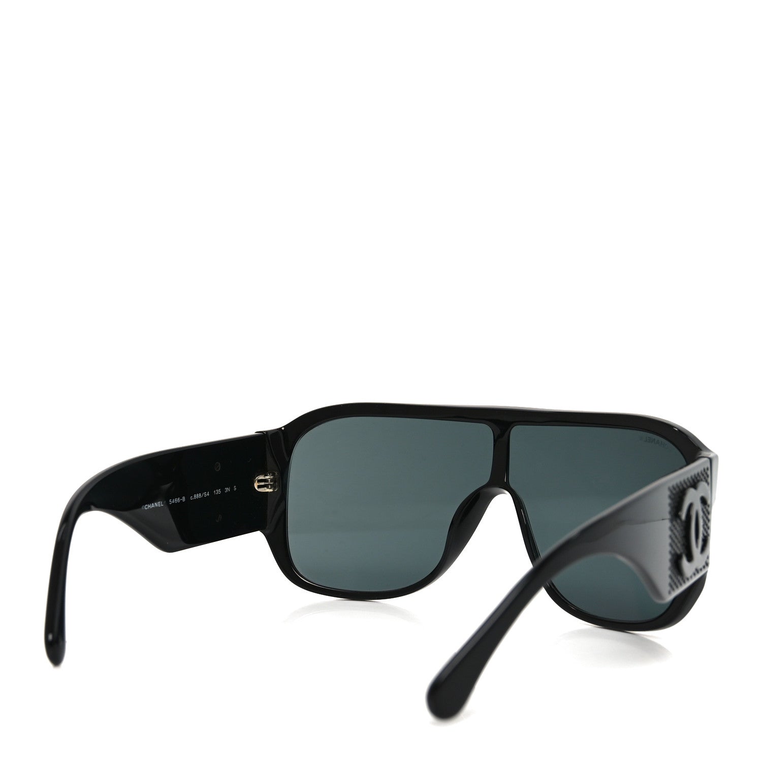 Chanel Acetate Crystal CC Shield Sunglasses 5466-B Black 4 of 7