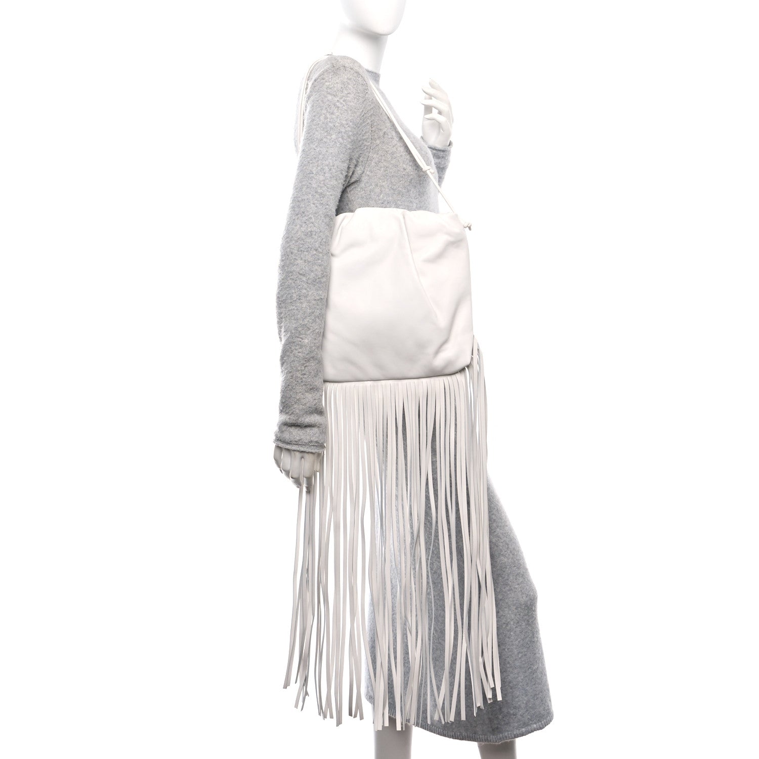 Bottega Veneta Nappa The Fringe Pouch Shoulder Bag White 2 of 9