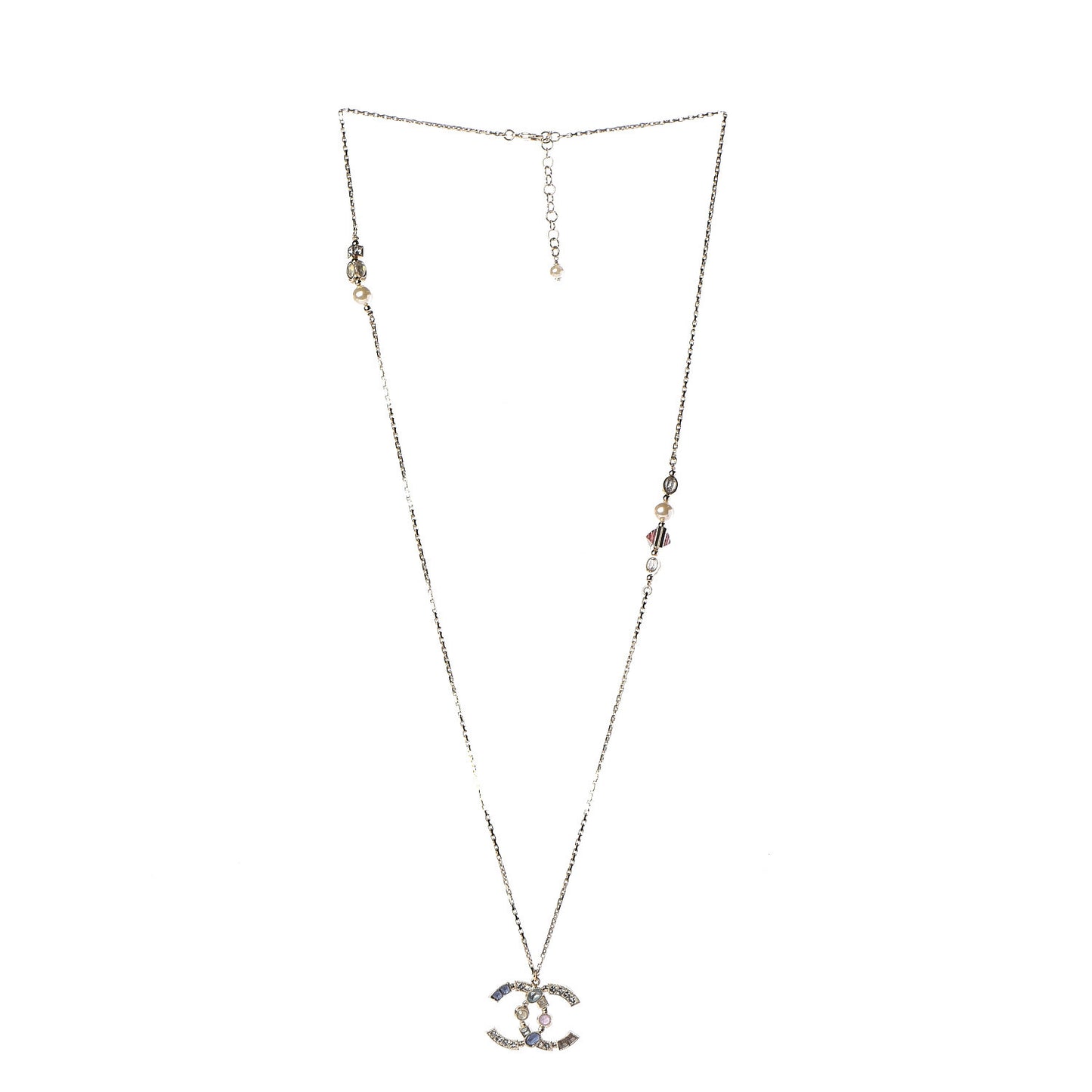 Crystal CC Pendant Necklace Gold Multicolor