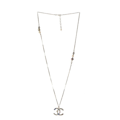 Chanel Crystal CC Pendant Necklace Gold Multicolor 3 of 5