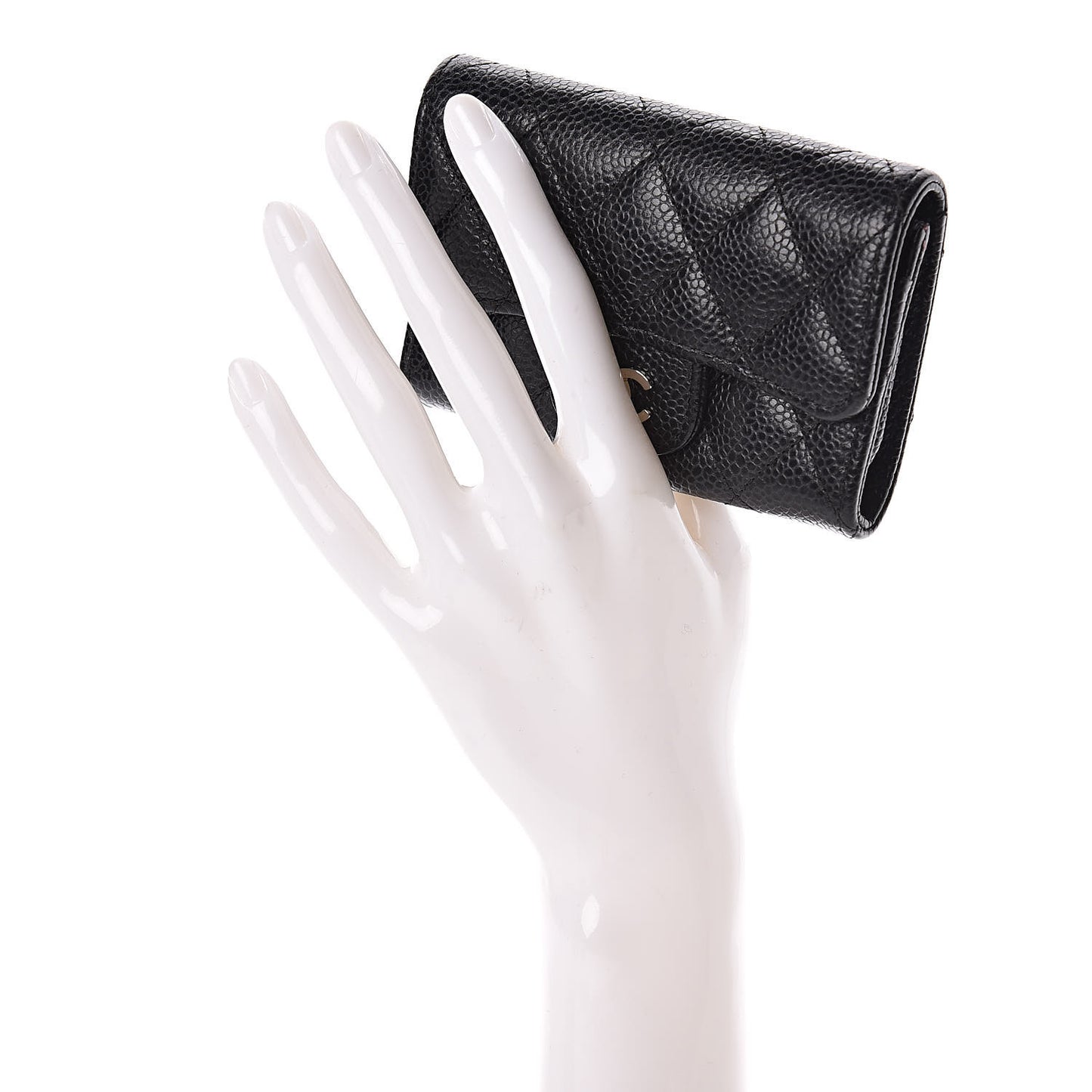 Caviar Quilted Flap Card Holder Black