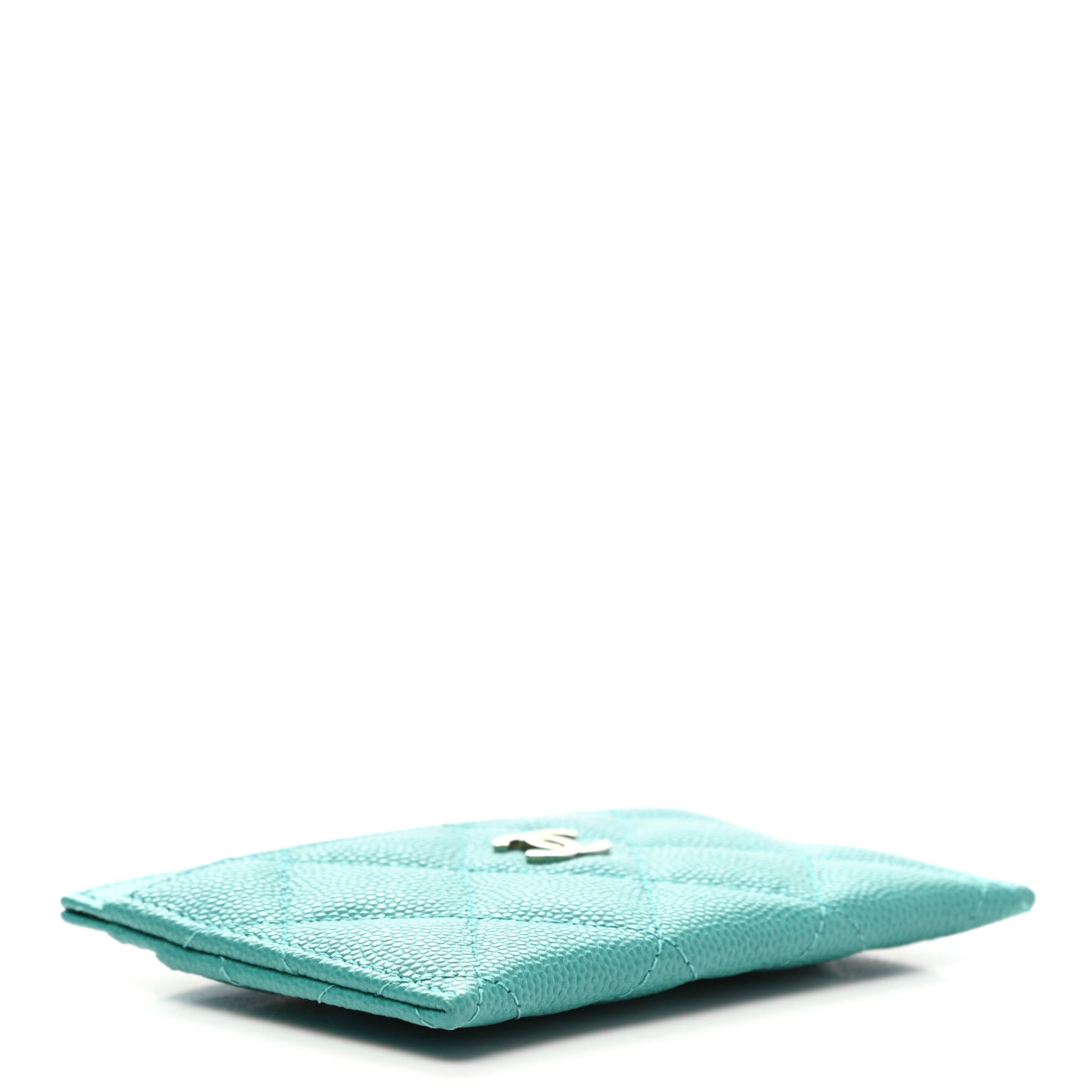 Caviar Quilted Card Holder Turquoise