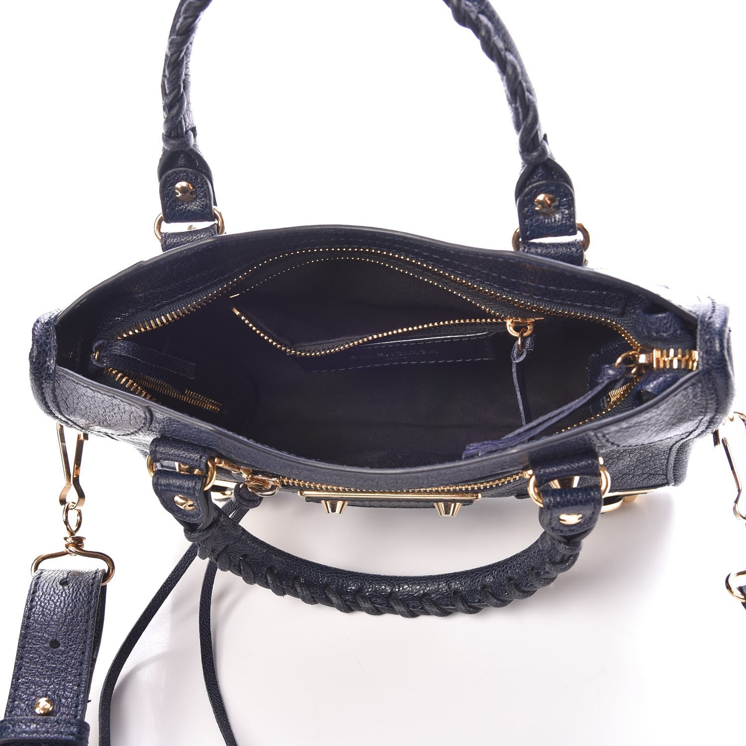 Balenciaga Chevre Gold Metallic Edge Hardware Mini City Bleu Nuit 6 of 9
