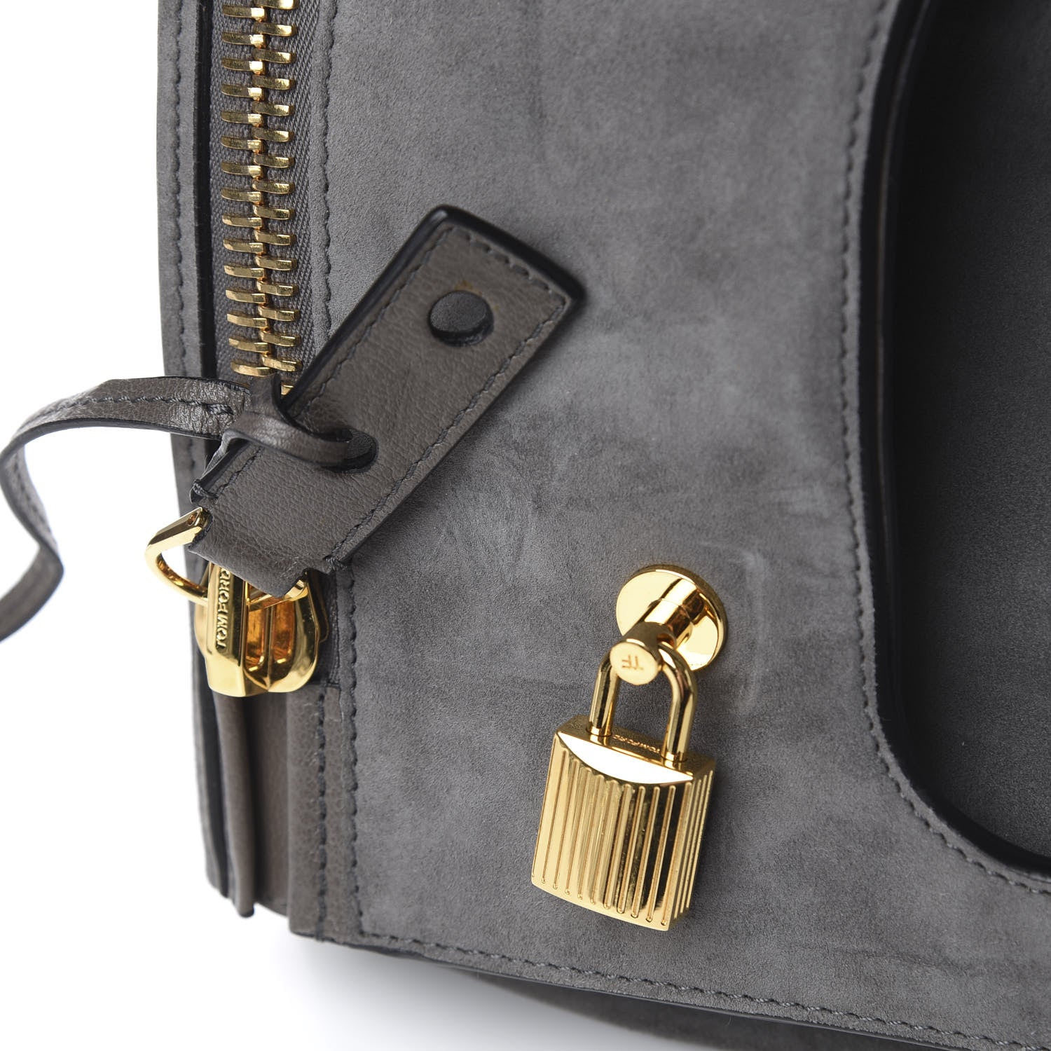 Tom Ford Suede Large Alix Padlock Zip Shoulder Bag Grey 12 of 13