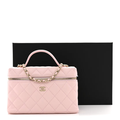 Chanel Caviar Quilted Top Handle Slim Vanity With Chain Light Pink 11 of 11