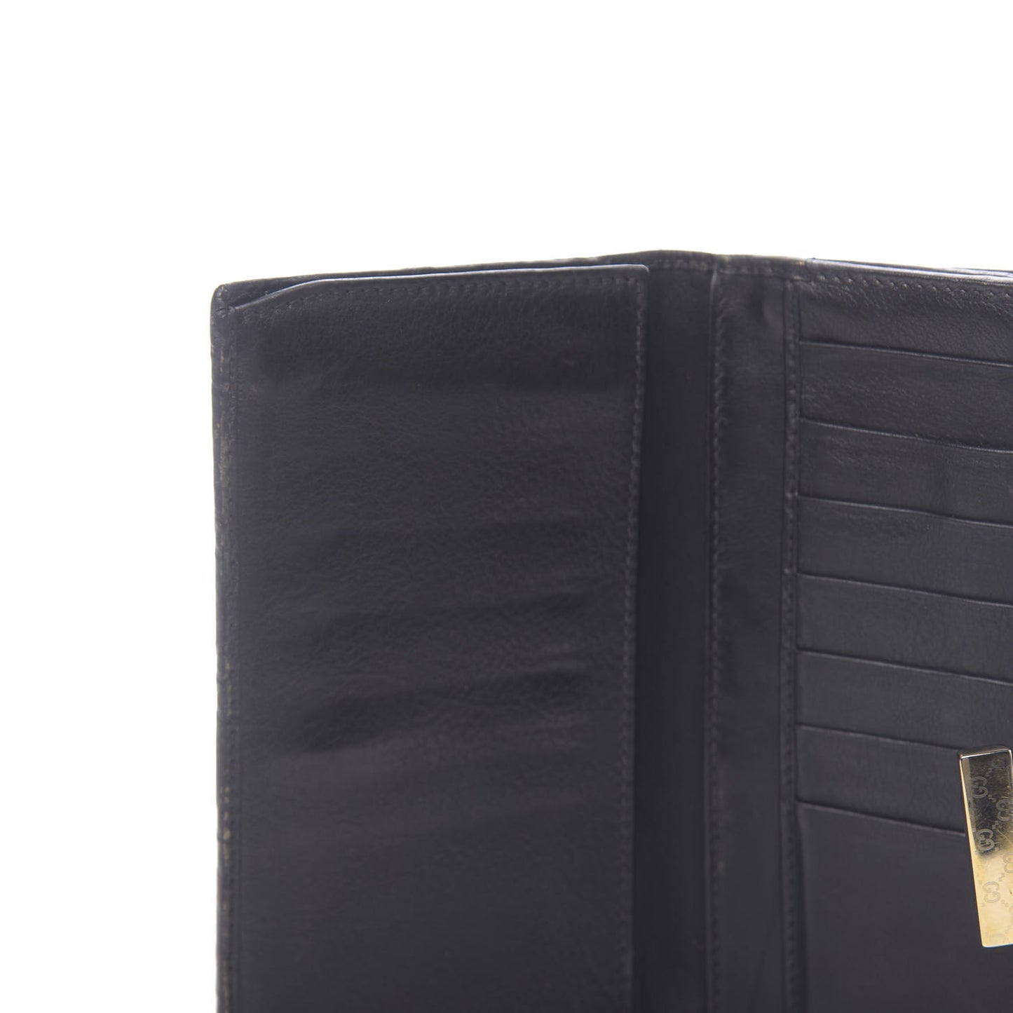 Guccissima Margaux Calfskin Icon Bar Continental Flap Wallet Black