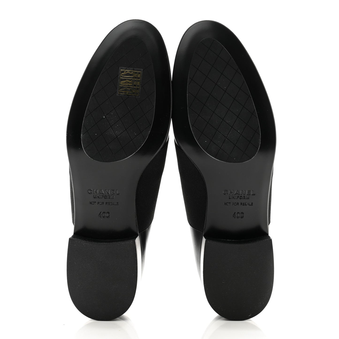 Calfskin Elastic Lace Up Cap Toe CC Loafers 40 Black