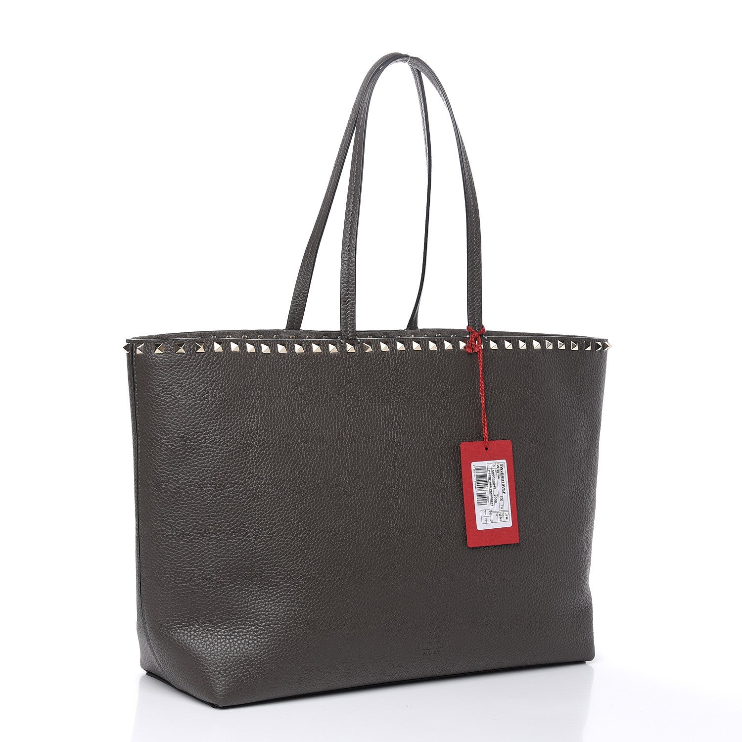 Valentino Garavani Grained Calfskin Rockstud Shoulder Tote Graphite 3 of 9
