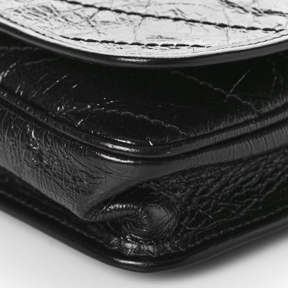 Saint Laurent Crinkled Calfskin Matelasse Monogram Niki Chain Wallet Black 9 of 9