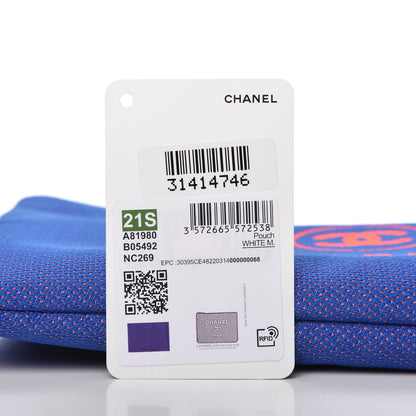 Chanel Mixed Fibers Medium Deauville Pouch Clutch Blue Orange 10 of 10