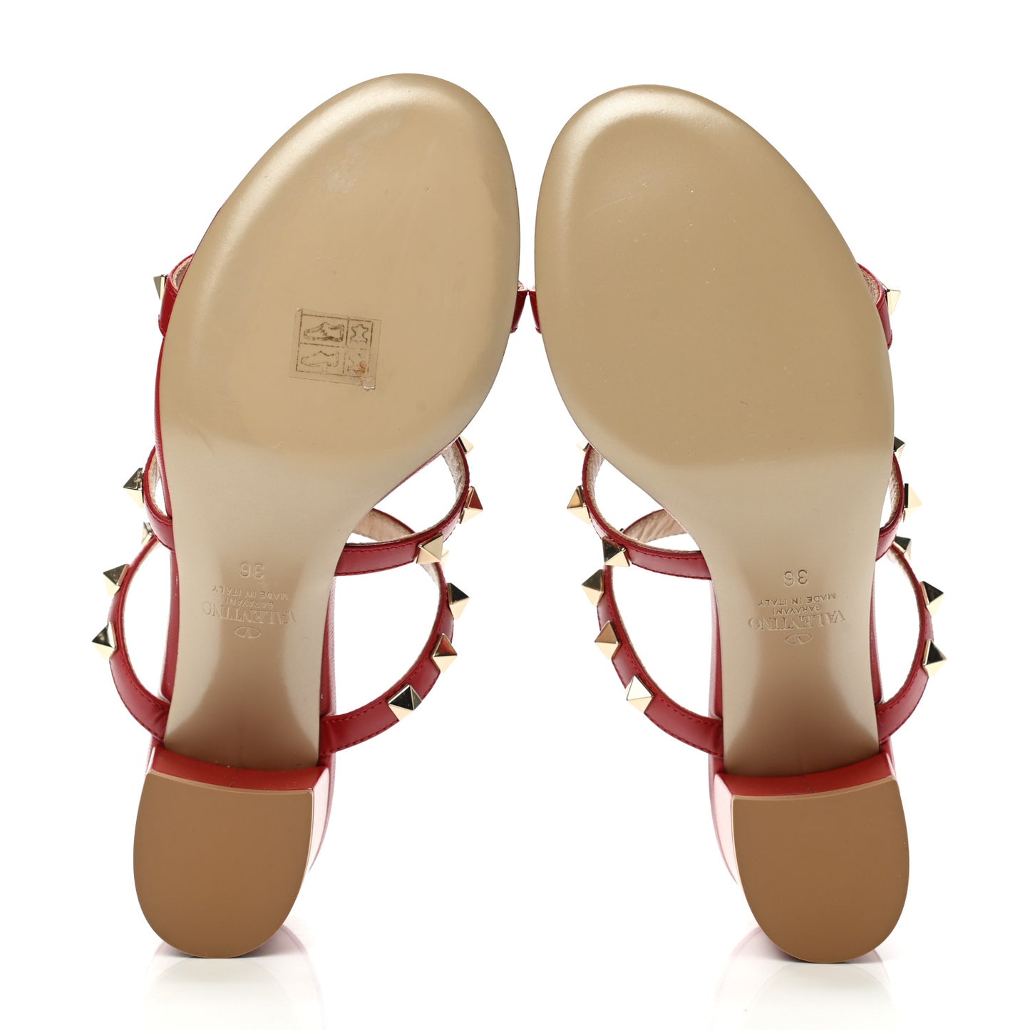 Calfskin Rockstud 60mm Caged Slide Sandals 36 Rosso Valentino