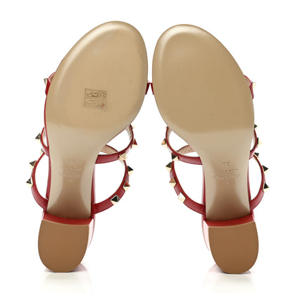 Valentino Garavani Calfskin Rockstud 60mm Caged Slide Sandals 36 Rosso Valentino 5 of 9