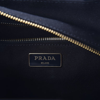 Prada Wicker Canvas Floral Embellished Shoulder Bag Black 6 of 9