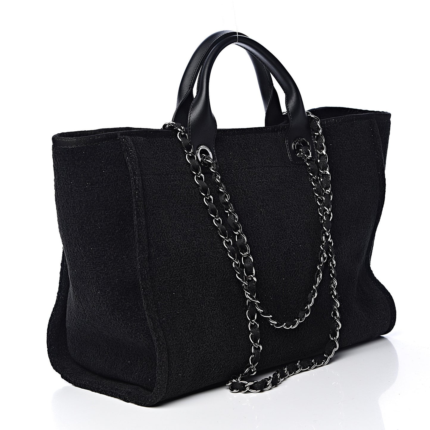 Lurex Boucle Medium Deauville Tote Black