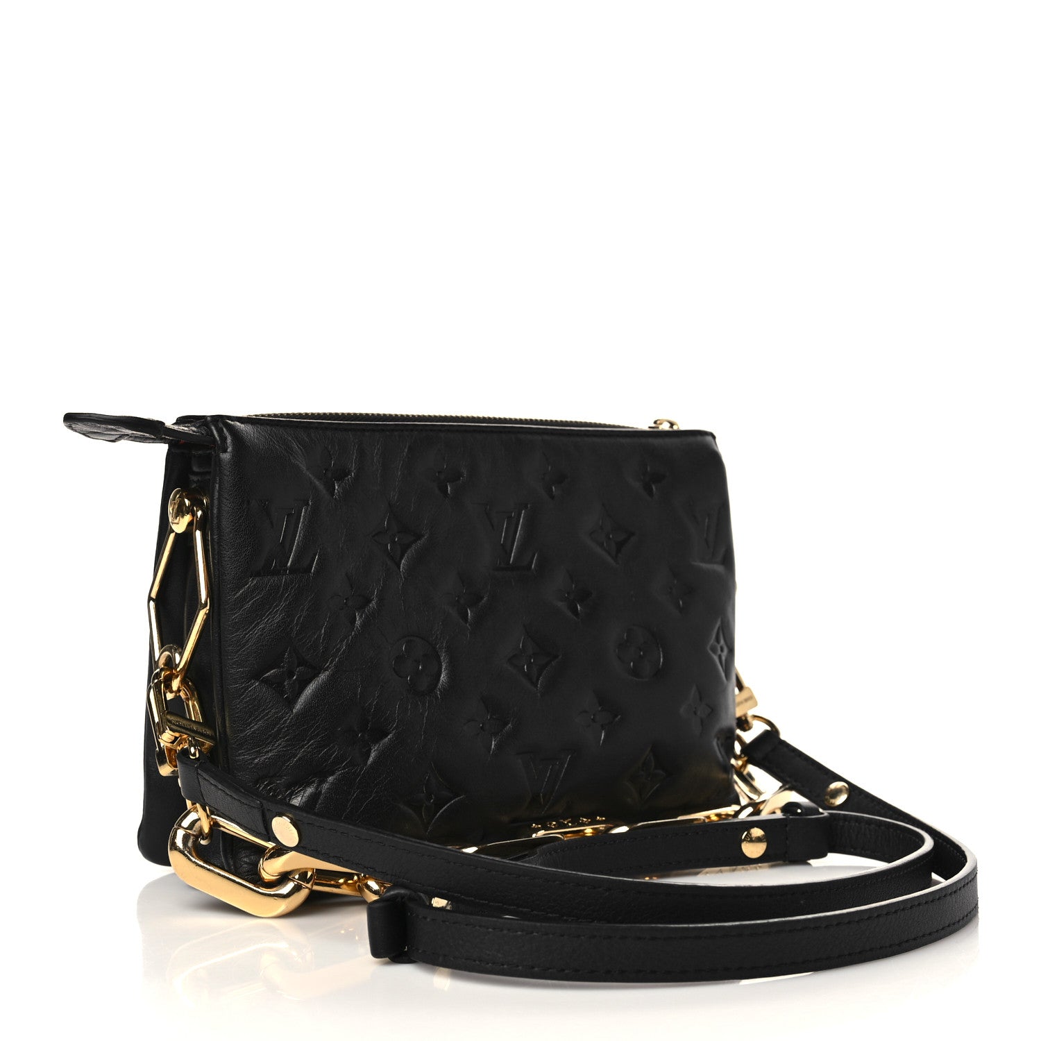 Louis Vuitton Lambskin Embossed Monogram Coussin BB Black 3 of 6