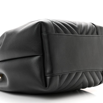 Chanel Calfskin Quilted Daily Chevron Drawstring Bag Black 9 of 15