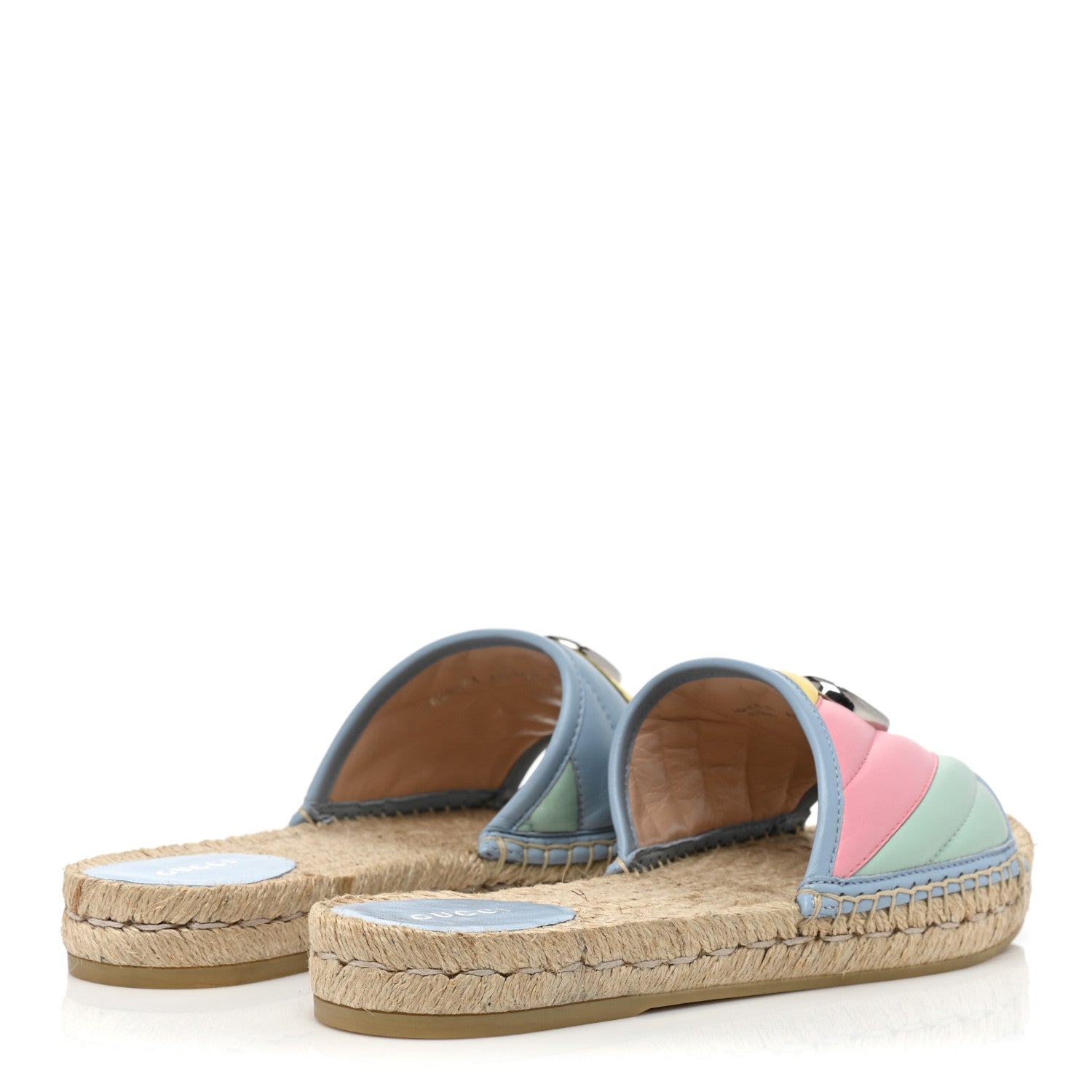 Gucci Nappa Matelasse Diagonal GG Marmont Espadrilles Slide Sandals 40 Multicolor Pastel 4 of 10