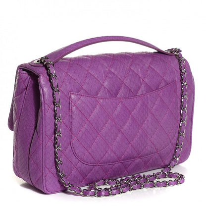 Chanel Elaphe Snakeskin Quilted Jumbo Easy Carry Flap Purple 4 of 16
